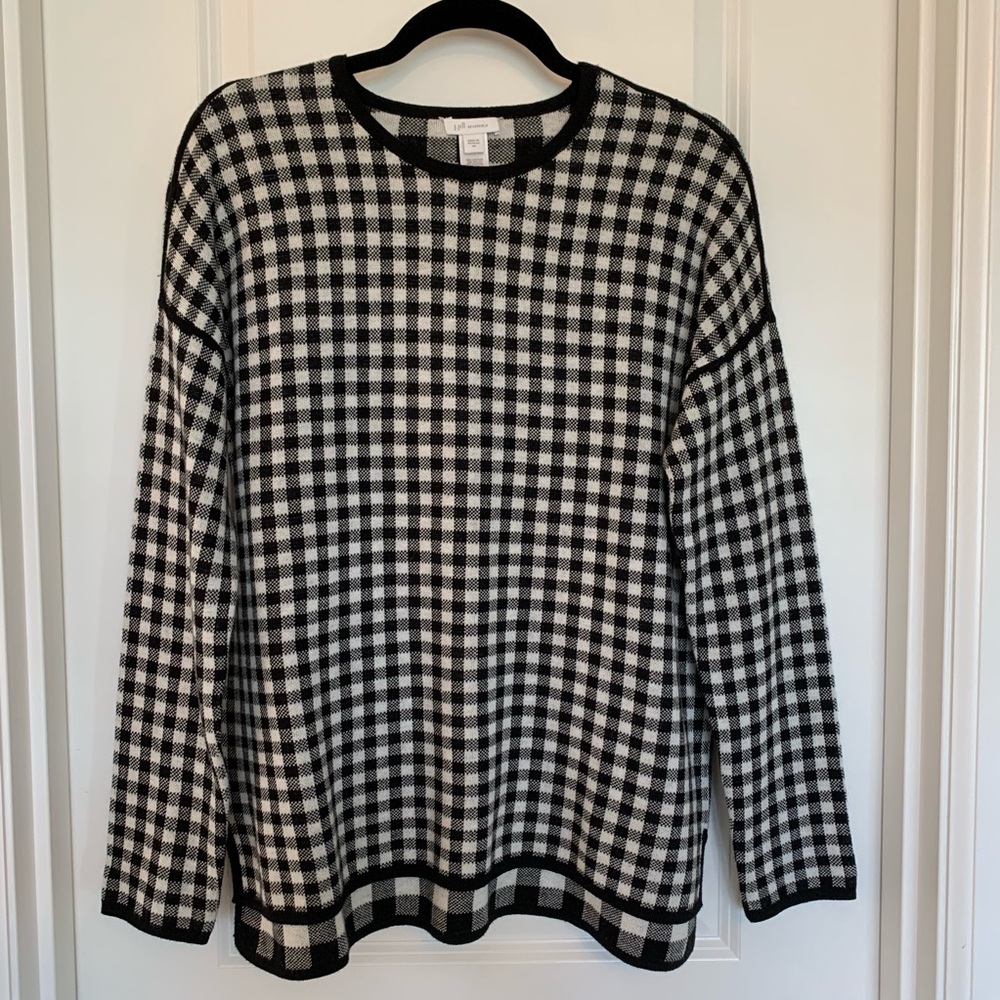 J. Jill buffalo check black & white sweater